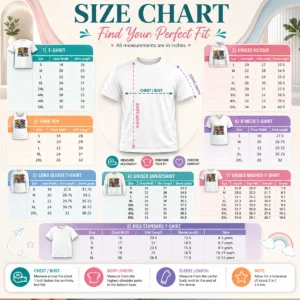 Size chart for Awesome Colorful Back To School Apple Book Pencil with measurements in inches and cm to help choose the right fit