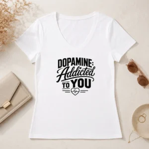Premium Hot Dopamine Addicted To You Line Art Romance V-Neck Shirt