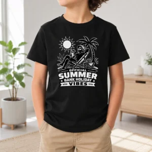 Funny Original Summer Bank Holiday Vibes Silhouette Kids T-Shirt