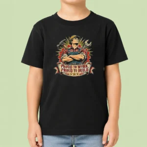 Premium Pretty Vintage Labour Day Proud Worker Graphic Kids T-Shirt