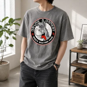 Premium Drunk Donkey Mike'S Weather Page Washed T-Shirt