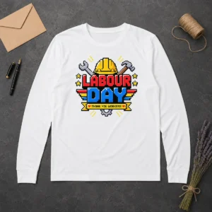 Hot Awesome Labour Day Pixel Art Thank You Workers Hard Hat Long Sleeve Shirt