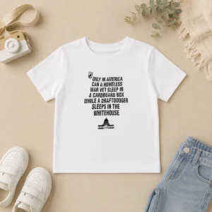 Happy Awesome Only In America Can A Homeless War Veteran Sleep In Cardboard Box Kids T-Shirt
