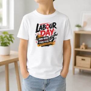 Official Grunge Labour Day Hard Work Strong Future Fist Kids T-Shirt