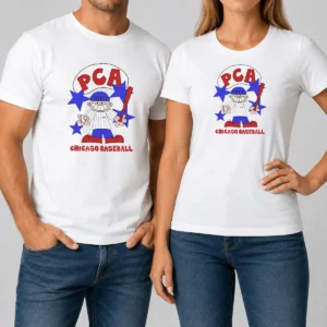 Awesome PCA Chicago Baseball Character Shirt With Pinstripe Uniform And Baseball Bat