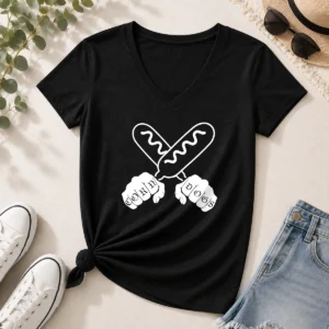 Funny Corndog Knuckles Hotdog V-Neck Shirt