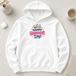 Nice Original Happy Grandparents Day Cute Couple Hearts Typography Hoodie