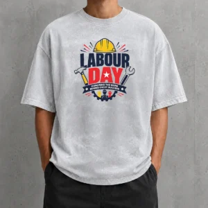 Official Pretty Labour Day Honoring Work Hard Hat Tools Workers Washed T-Shirt