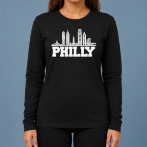 Funny Official Philly Skyline Apparel Philadelphia City Silhouette Long Sleeve Shirt