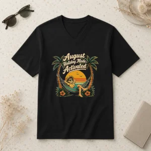 Awesome Hot August Holiday Vintage Vacation Mode V-Neck Shirt
