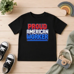 Hot Nice Labour Day Proud American Worker Pixel Kids T-Shirt