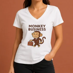 Happy Hot Monkey Business Professional Monkey With Briefcase V-Neck Shirt