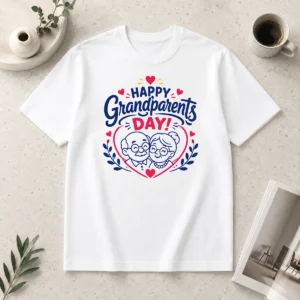 Awesome Happy Grandparents Day Heart Wreath Line Art