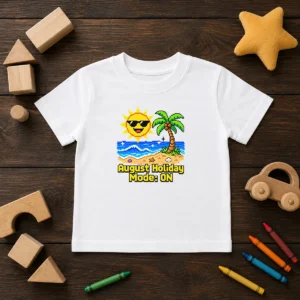 Awesome August Holiday Pixel Vacation Mode Kids T-Shirt