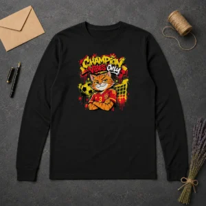 Nice Spanish Soccer Cat Champion Vibes Graffiti Long Sleeve Shirt