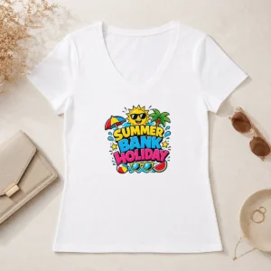 Nice Cartoon Summer Bank Holiday Beach Ball Watermelon V-Neck Shirt