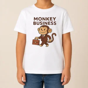 Happy Hot Monkey Business Professional Monkey With Briefcase Kids T-Shirt