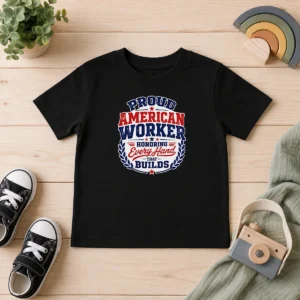 Happy Hot Labour Day Proud American Worker Vector For Holiday Gi Kids T-Shirt
