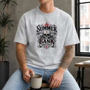 Good Gothic Skull Palm Summer Bank Holiday Ornate Washed T-Shirt