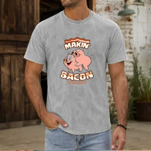 Official Makin Bacon Pig Funny Meatatarian Washed T-Shirt