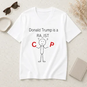 Happy Funny Donald Trump Is A Racist Cop Political Satire V-Neck Shirt