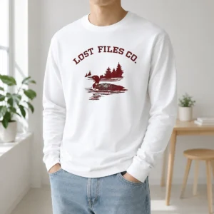 Top Loon Bird On Lake Forest Lost Files Co Long Sleeve Shirt