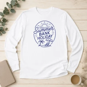 Premium Pretty Minimalist Line Art Summer Bank Holiday Beach Long Sleeve Shirt