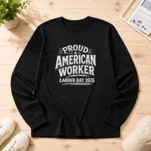 Pretty Labour Day Proud American Worker Sketch Long Sleeve Shirt