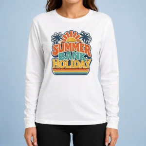 Good Hot Vintage Retro Summer Bank Holiday Palm Sunburst Long Sleeve Shirt
