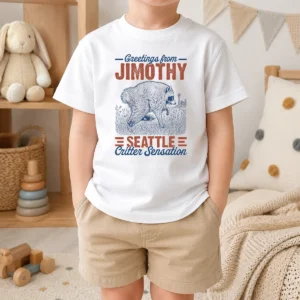 Hot Official Greetings From Jimothy Seattle Critter Raccoon Comfort Colors Kids T-Shirt