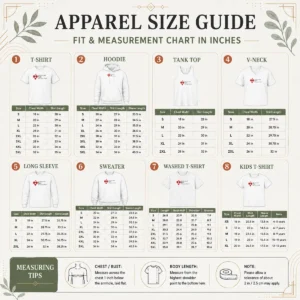 Size chart for Premium Nice American Fart Association Parody Logo with measurements in inches and cm to help choose the right fit