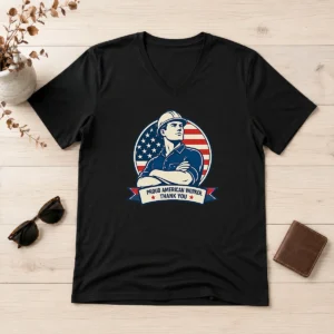 Hot Original Labour Day Minimalist Proud American Worker V-Neck Shirt