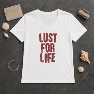 Nice Top Lust For Life Distressed Iggy Pop Music V-Neck Shirt