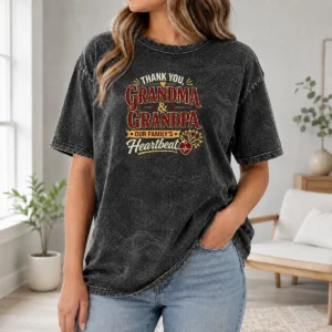Happy Hot Grandparents Day Thank You Typography For Family Gifts Washed T-Shirt