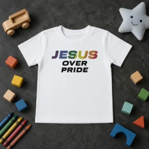 Hot Awesome Jesus Over Pride Kids T-Shirt