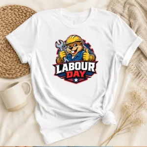 Original Awesome Beaver Mascot Labour Day Thumbs Up Wrench Shirt
