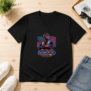 Nice Labour Day Proud American Worker Neon V-Neck Shirt