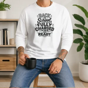 Hot Premium Back To School Fully Charged Line Art Long Sleeve Shirt