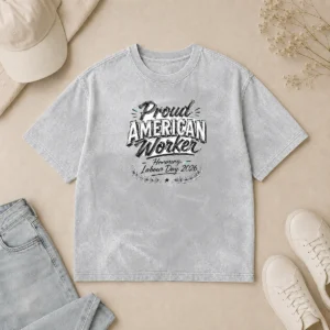 Good Nice Labour Day Proud American Worker Sketch Washed T-Shirt