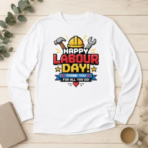 Nice Top Pixel Art Happy Labour Day Thank You Workers Long Sleeve Shirt