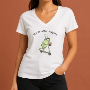 Hot Nice Support Staff Paraprofessional Back To School Frog Iced Coffee V-Neck Shirt