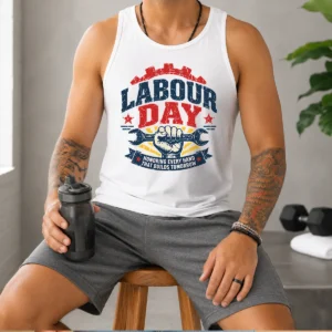 Nice Vintage Distressed Labour Day Honoring Builders Fist Tank Top