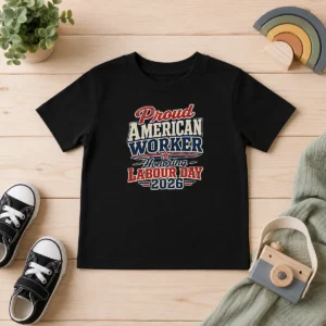 Good Original Labour Day 2026 Proud American Worker Vintage Kids T-Shirt