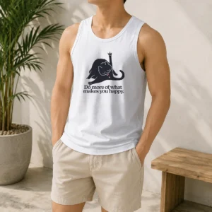 Premium Do More Of What Makes You Happy Black Cat Tank Top