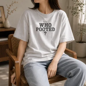 Good WHO Pooted Fart Joke Silly Washed T-Shirt