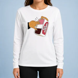 Nice Awesome ICE Cream Fingers Naughty Humor Funny Long Sleeve Shirt