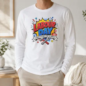 Nice Top Pop Art Comic Labour Day Celebrate Workers Long Sleeve Shirt