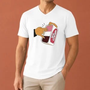 Nice Awesome ICE Cream Fingers Naughty Humor Funny V-Neck Shirt
