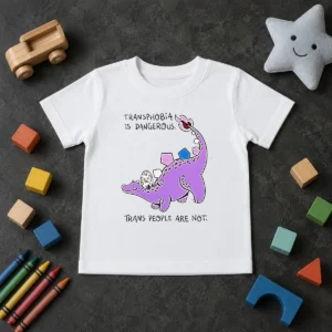 Premium Pretty Transphobia Is Dangerous Trans People Are Not Dinosaur Activism Equality Kids T-Shirt