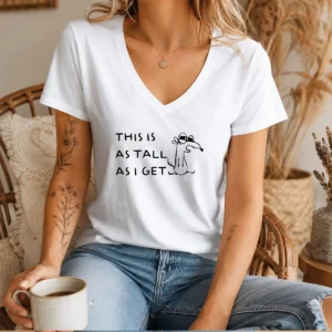 Official This Is As Tall As I Get Cartoon Dog Humor V-Neck Shirt